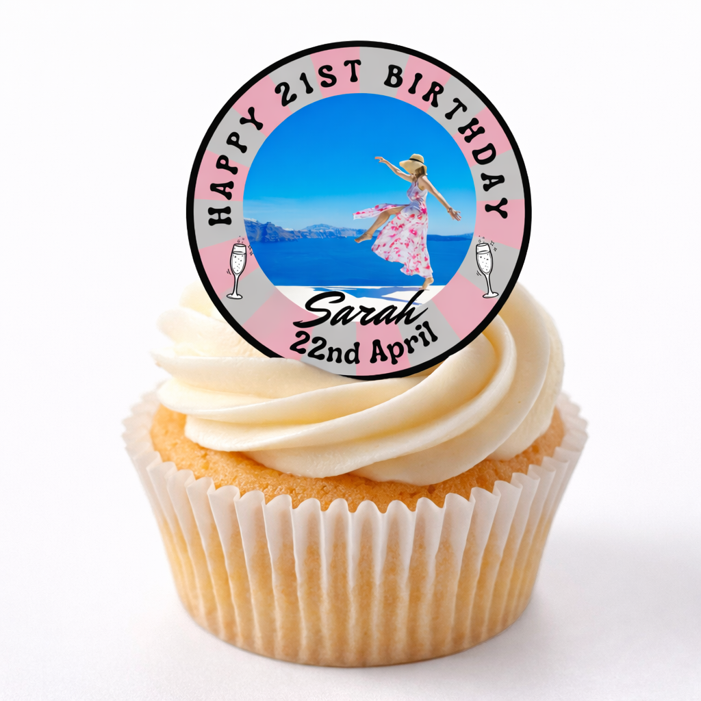 21st Birthday Personalised Pink Cake Toppers