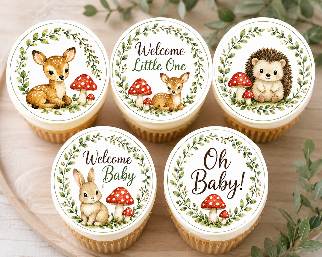 Woodland Baby Shower Edible Cake & Cupcake Toppers