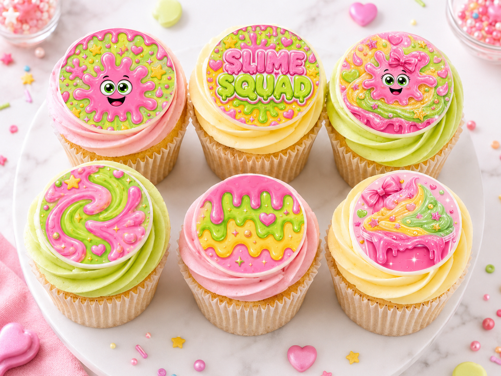Slime Themed Cake & Cupcake Toppers