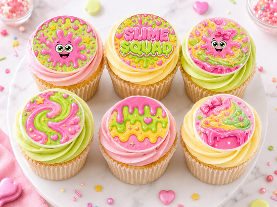 Slime Themed Cake & Cupcake Toppers