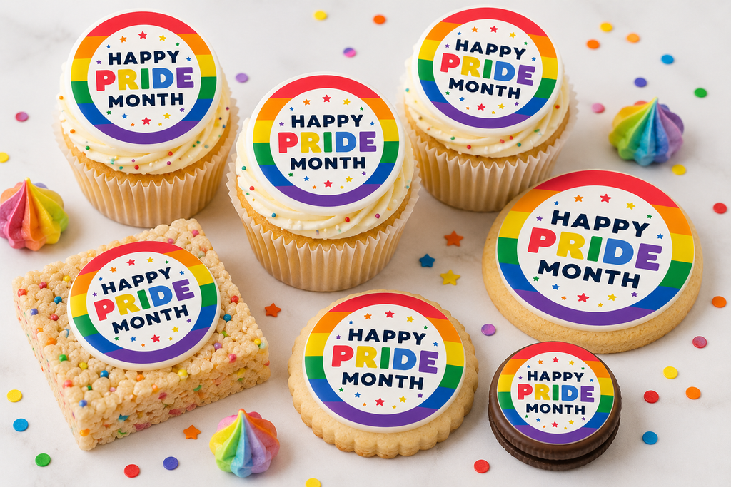 Happy Pride Month Edible Cake & Cupcake Toppers | Pride Rainbow Cake Decorations