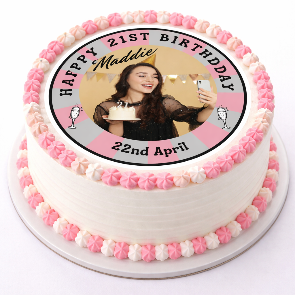21st Birthday Personalised Pink Cake Toppers