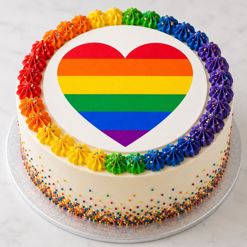 Rainbow Heart Edible Cupcake Toppers | Pride Cake Decorations | Vegan & Gluten Free