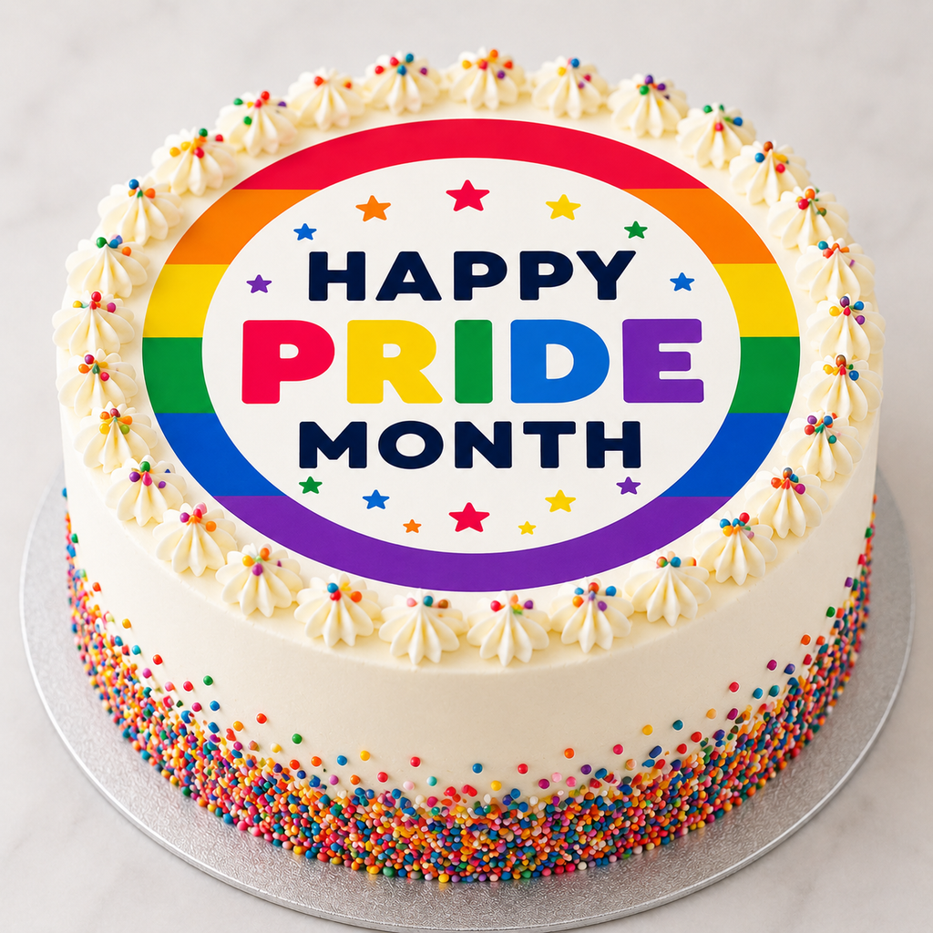 Happy Pride Month Edible Cake & Cupcake Toppers | Pride Rainbow Cake Decorations