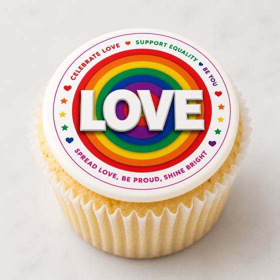 LOVE Pride Month Edible Cupcake Toppers | Rainbow Pride Cake Decorations