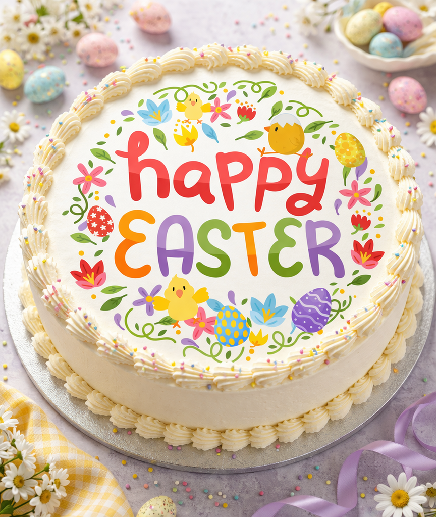EDIBLE CUPCAKE & CAKE TOPPERS - HAPPY EASTER