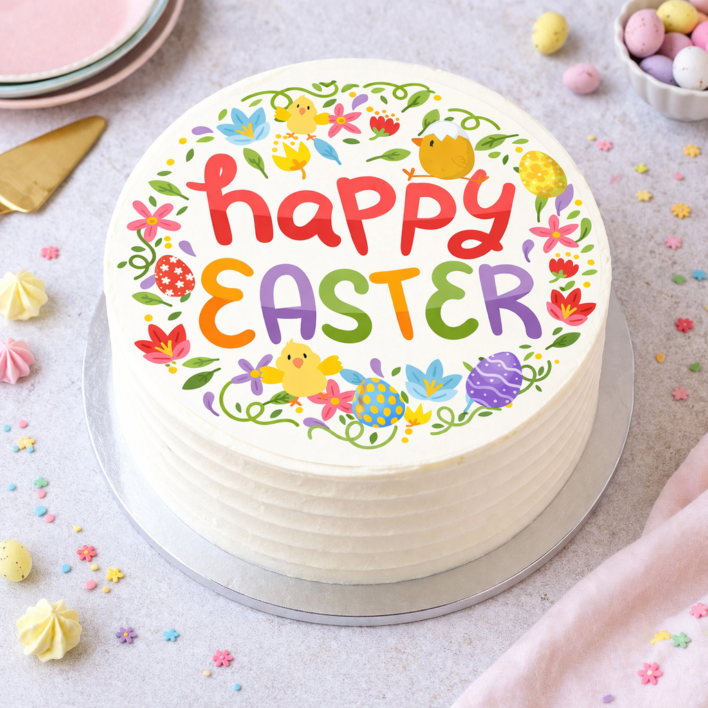 EDIBLE CUPCAKE & CAKE TOPPERS - HAPPY EASTER