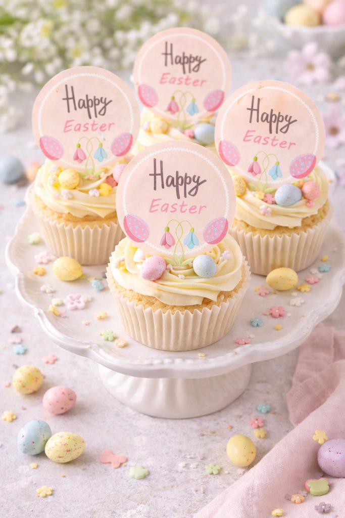 Edible Cupcake and Cake Toppers - Pink Easter