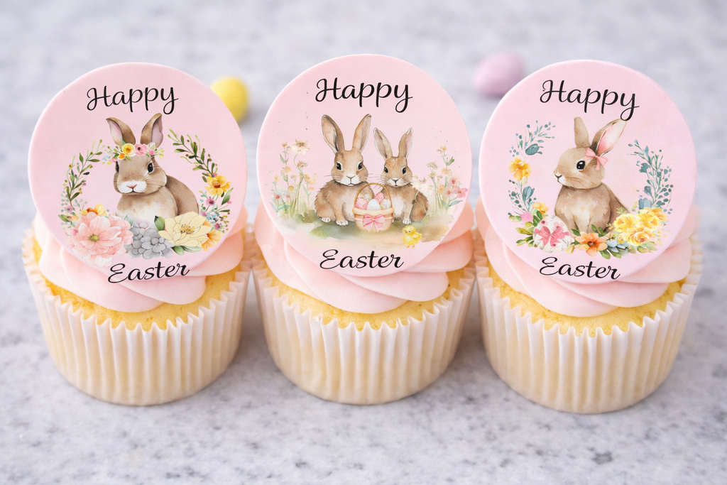 Edible Easter Cake & Cupcake Toppers – Easter Bunnies