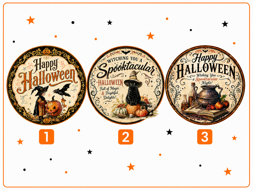 Vintage Style Halloween - Edible Cake & Cupcake Toppers