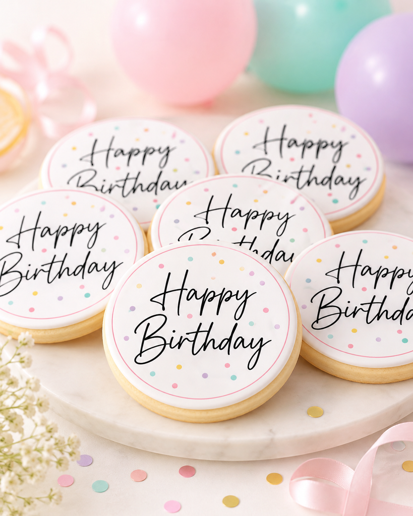 Happy Birthday Confetti Dots - Edible Cake and Cupcake Toppers
