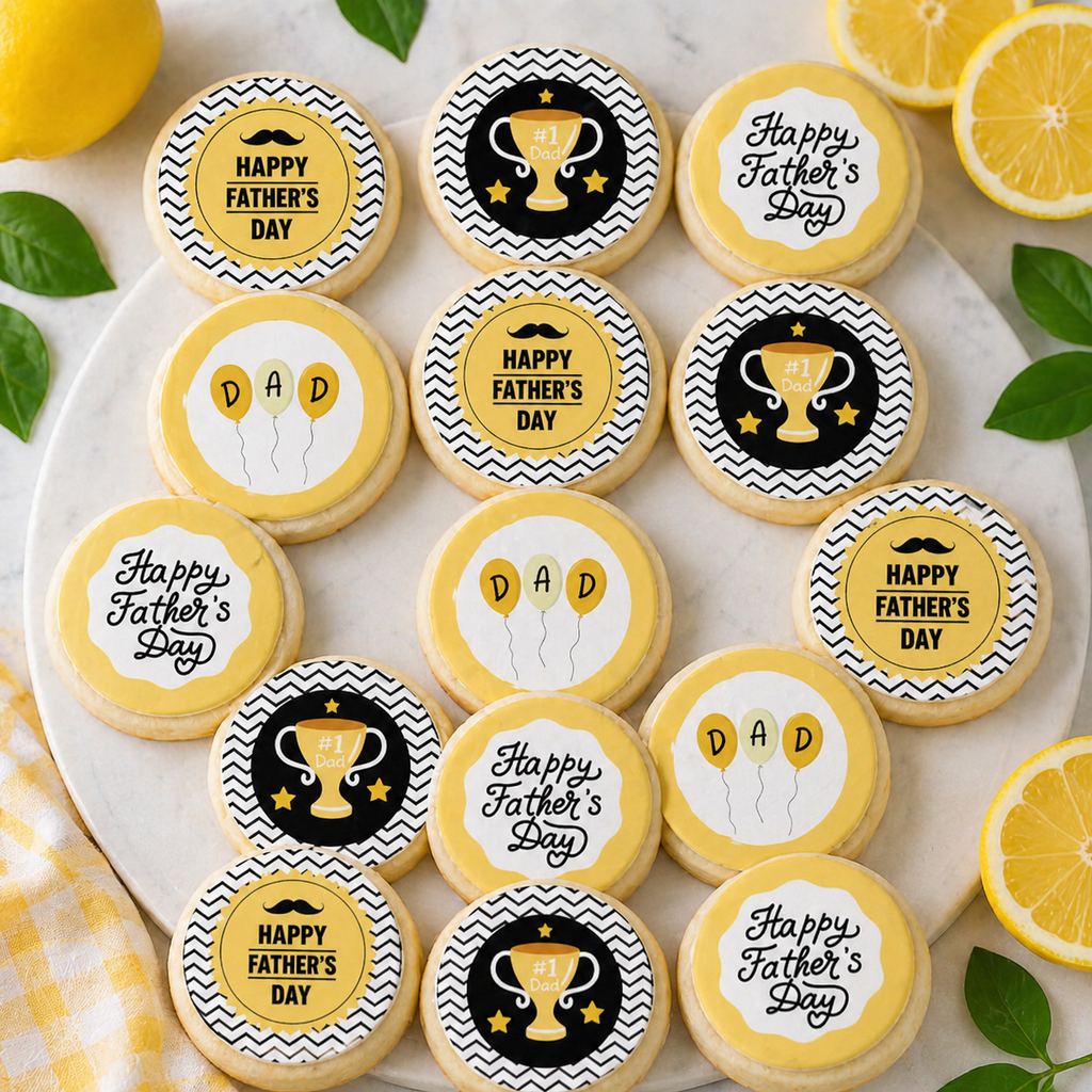 Father's Day Edible Cake and Cupcake Toppers - Black and Gold