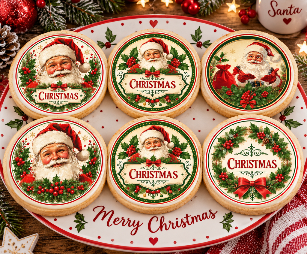 Vintage Christmas Santa Claus - Edible Cake Toppers