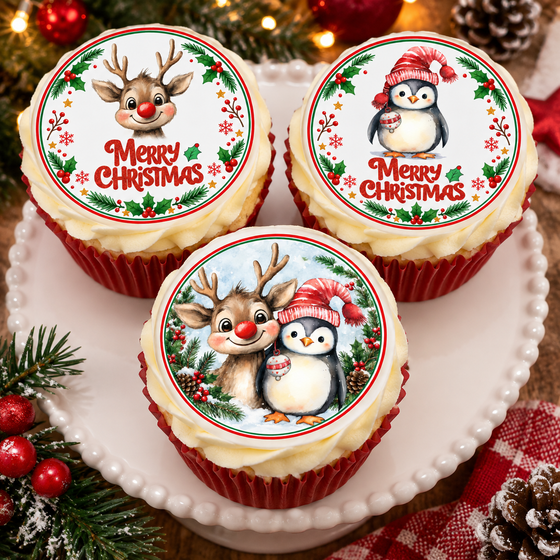 Cute Christmas - Edible Cake Toppers