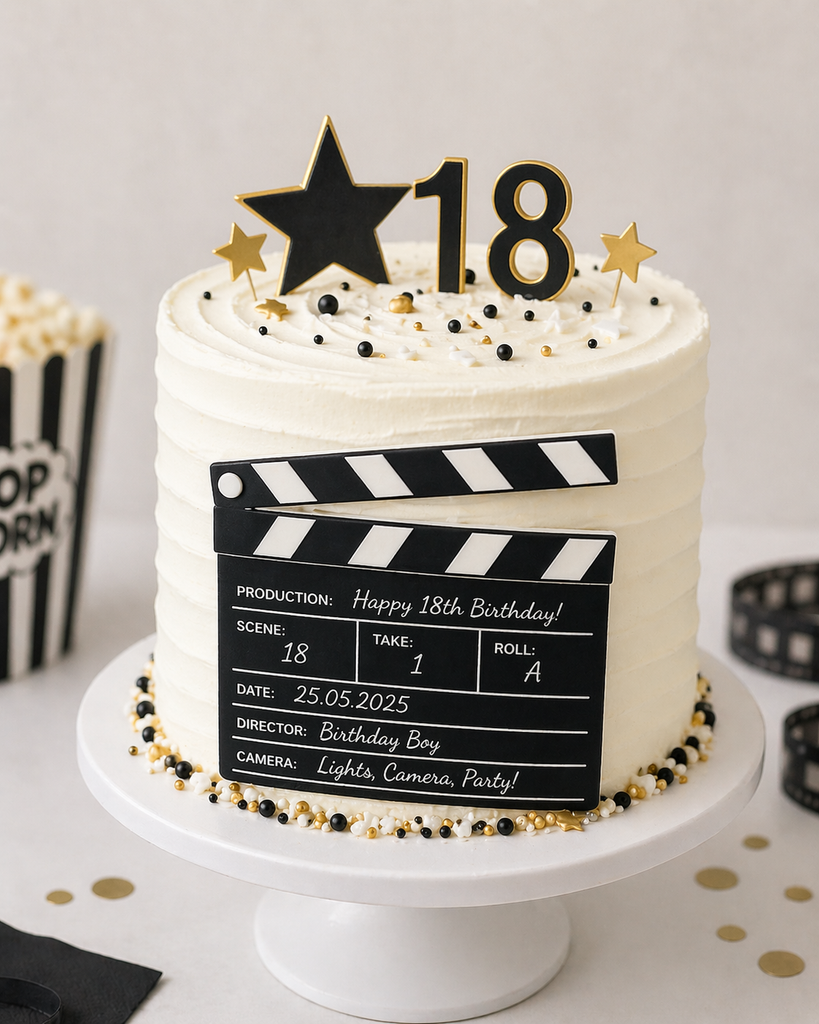 Edible Clapperboard Cake Topper – Personalised Film Slate Icing Sheet
