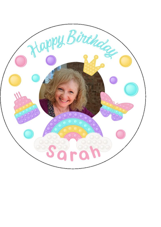 Personalised Happy Birthday Pastel Edible Cake and Cupcake Toppers