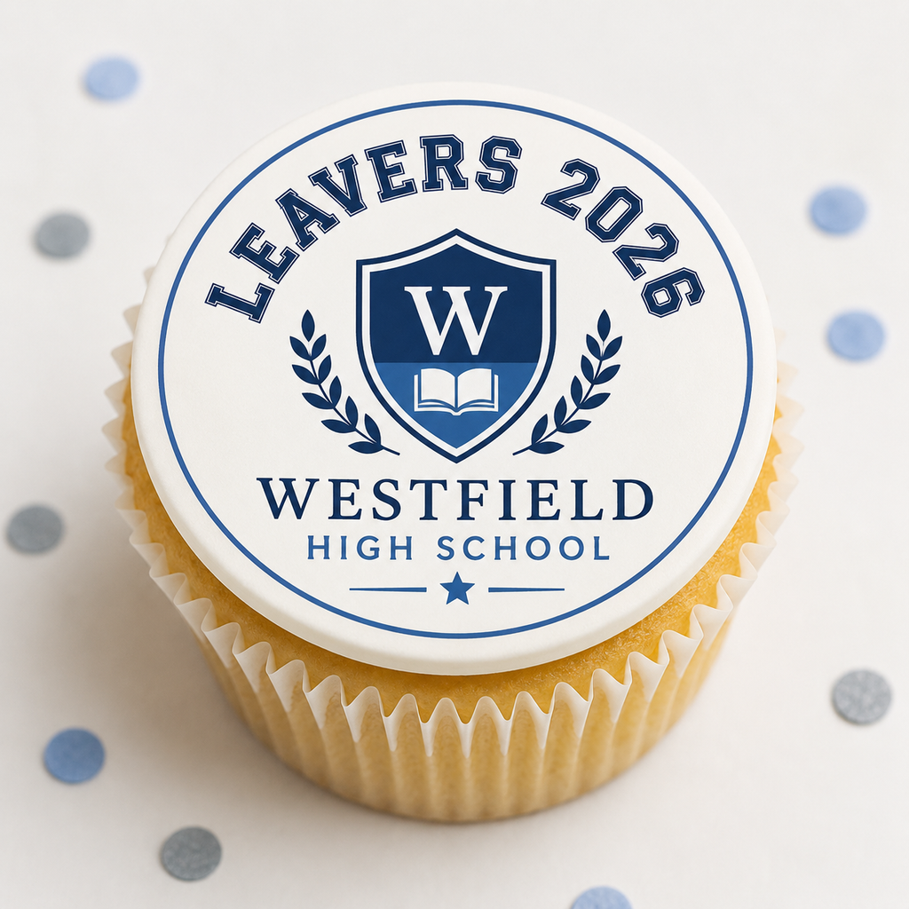 Leavers 2026 Edible Cake & Cupcake Toppers – Add Your Own School Logo