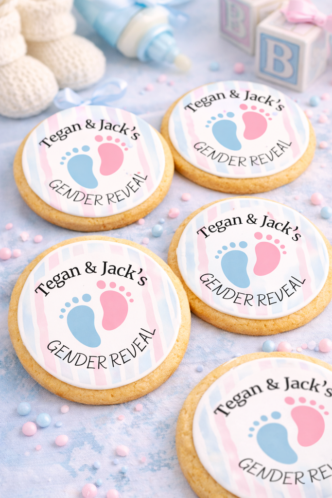Personalised Gender Reveal Cake Toppers – Baby Feet Design