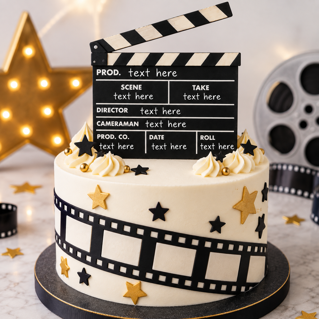 Edible Clapperboard Cake Topper – Personalised Film Slate Icing Sheet