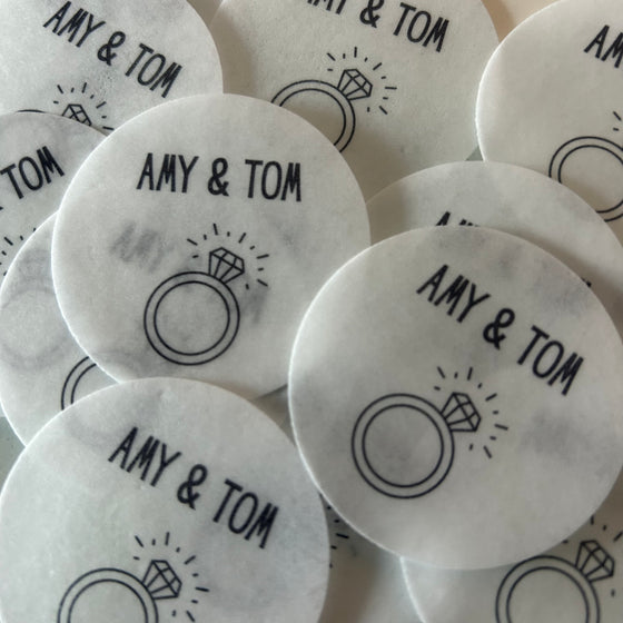 Personalised Engagement Ring - Edible Cocktail Toppers