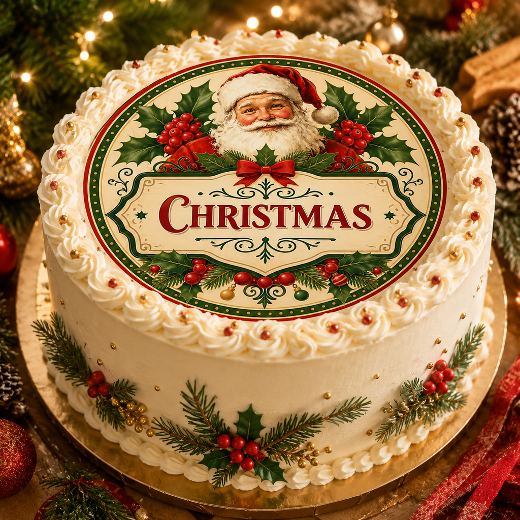 Vintage Christmas Santa Claus - Edible Cake Toppers