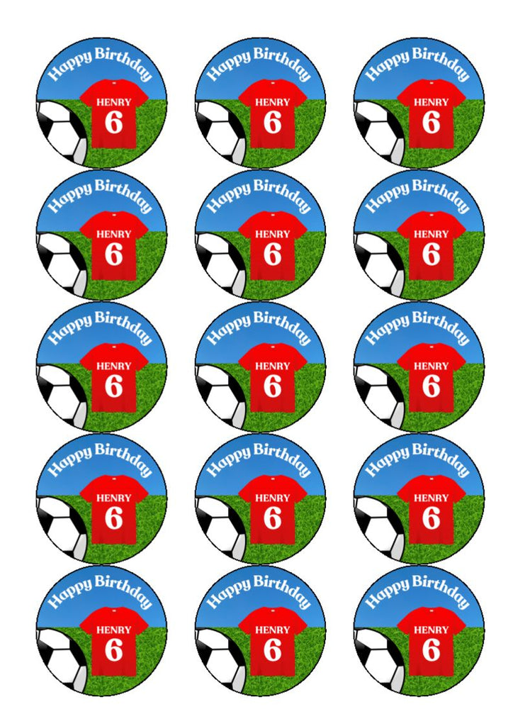 Personalised Football Shirt Birthday Edible Cupcake Toppers