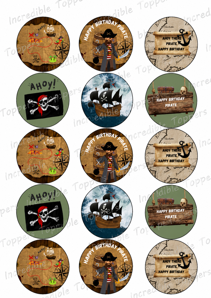 Pirate -  Edible Cake/Cupcake Toppers