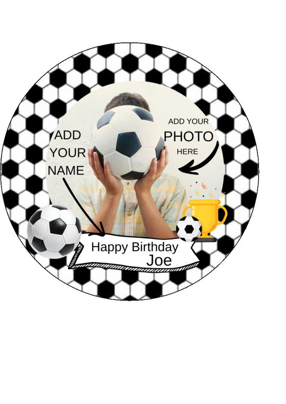 Edible Birthday Photo Football Cake and Cupcake Toppers