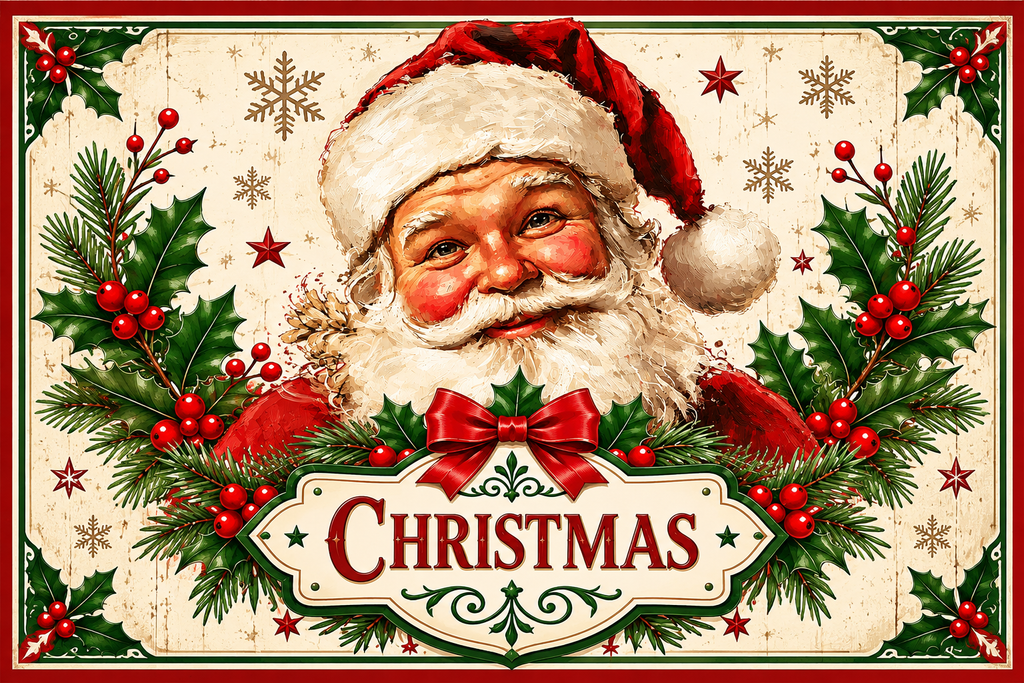 Vintage Christmas Santa Claus - Edible Cake Toppers