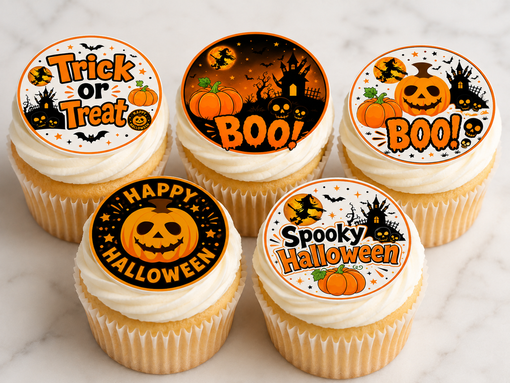 HAPPY HALLOWEEN - EDIBLE CUPCAKE & CAKE TOPPERS