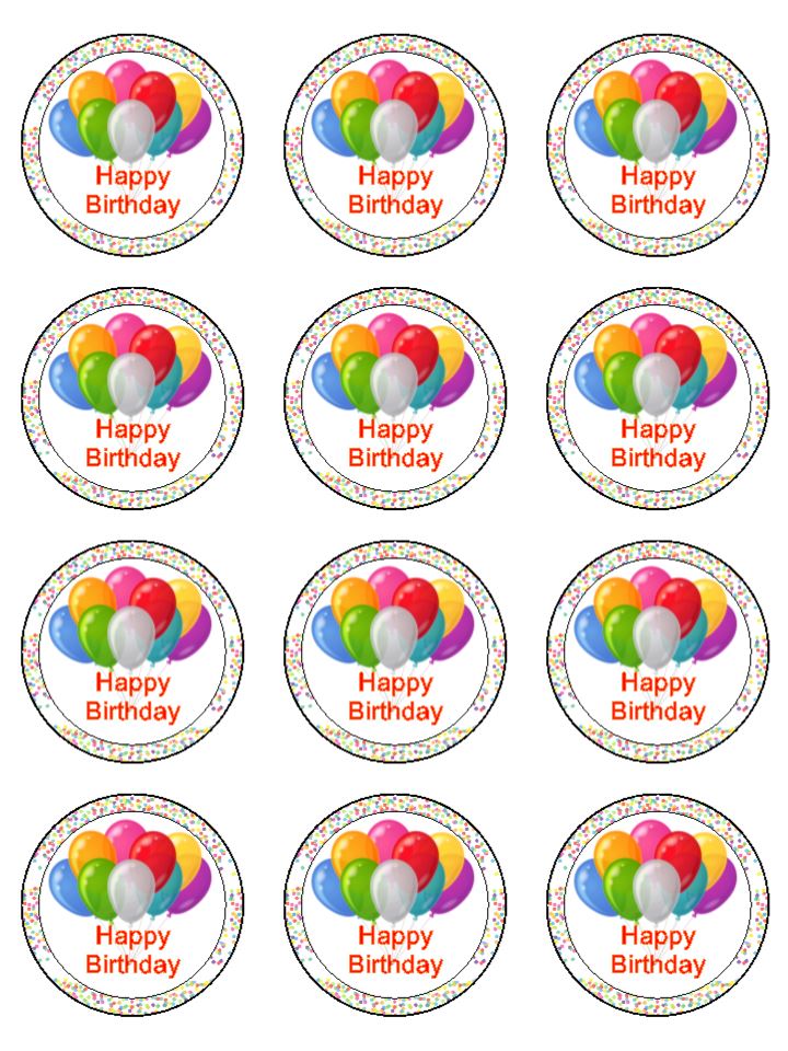Birthday balloon Cupcake and Cake Toppers