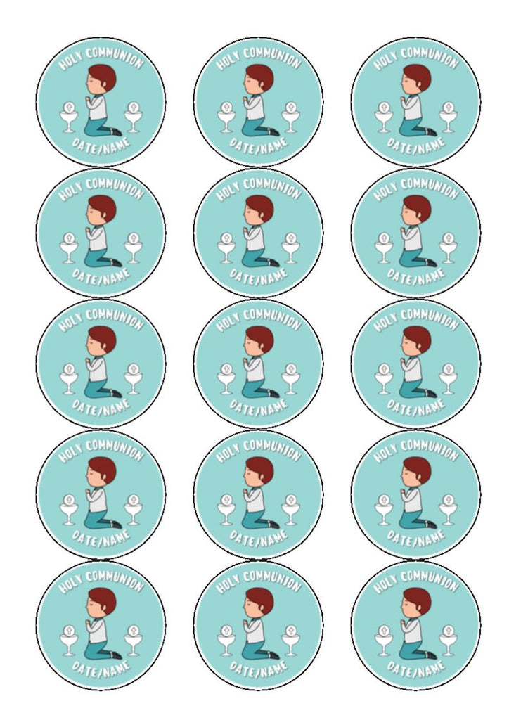 Holy Communion Boy - Cake and Cupcake Toppers (Text can be amended)
