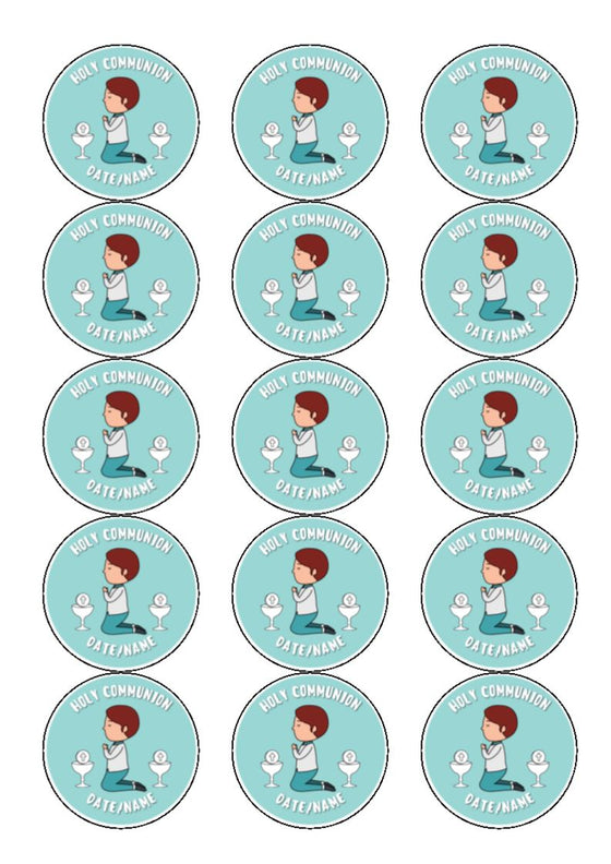 Holy Communion Boy - Cake and Cupcake Toppers (Text can be amended)