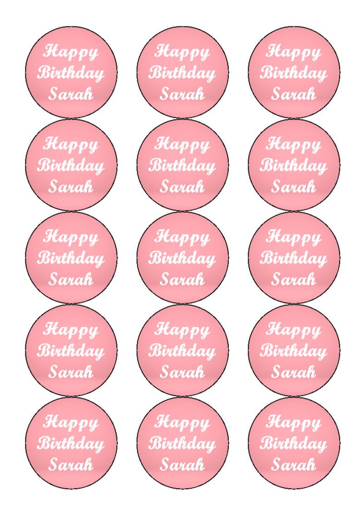 Own Wording Cake/Cupcake Toppers - Pink with Script Mt Bold Font