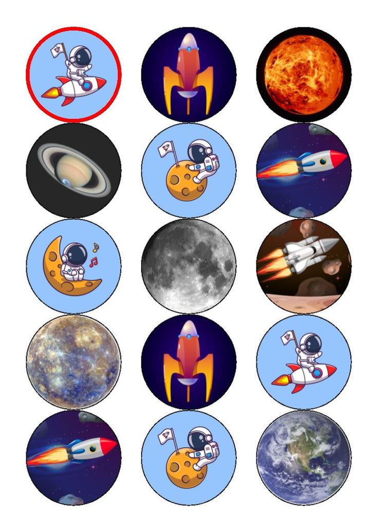 Astronauts and space - edible cake/cupcake toppers