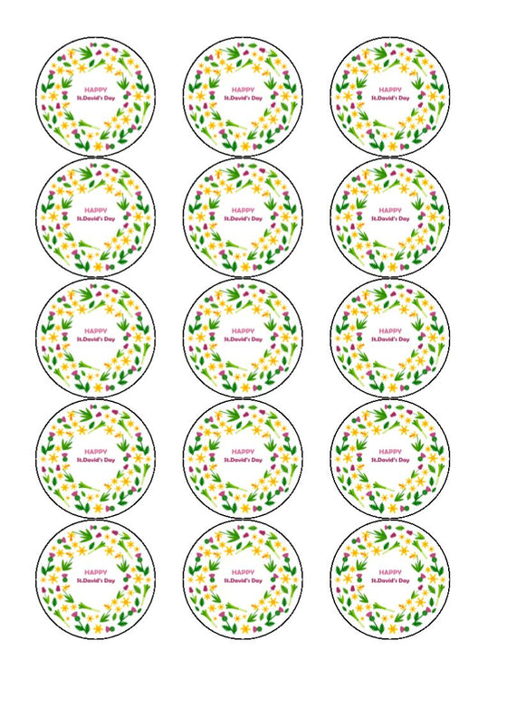 St David's Day Bright edible cake & cupcake toppers