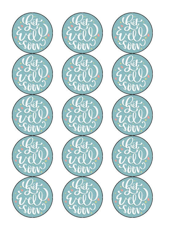 Get Well Soon - Design 1 - Edible Cake/Cupcake Toppers
