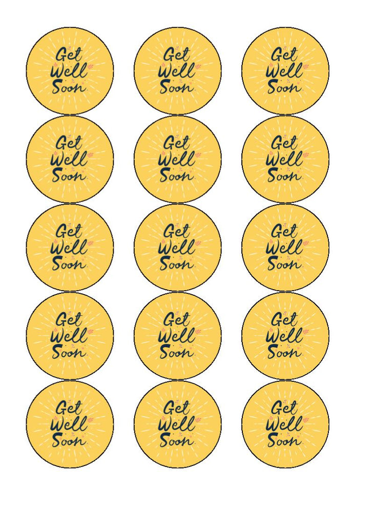 Get Well Soon - Design 8 - Edible Cake/Cupcake Toppers