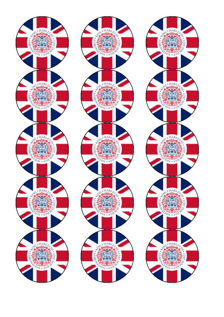 King Charles III Coronation Cocktail Toppers - Flag and Emblem