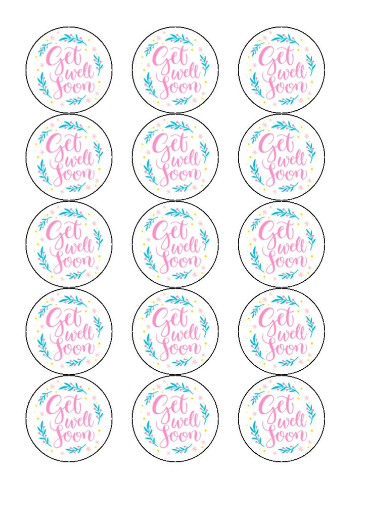 Get Well Soon - Design 2 - Edible Cake/Cupcake Toppers