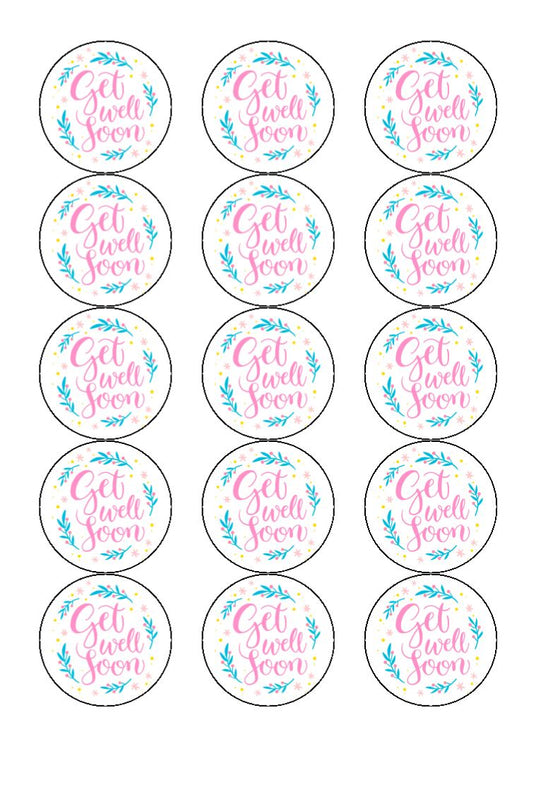 Get Well Soon - Design 2 - Edible Cake/Cupcake Toppers