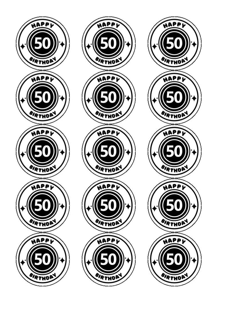 Black and White 50th Birthday Cake Toppers