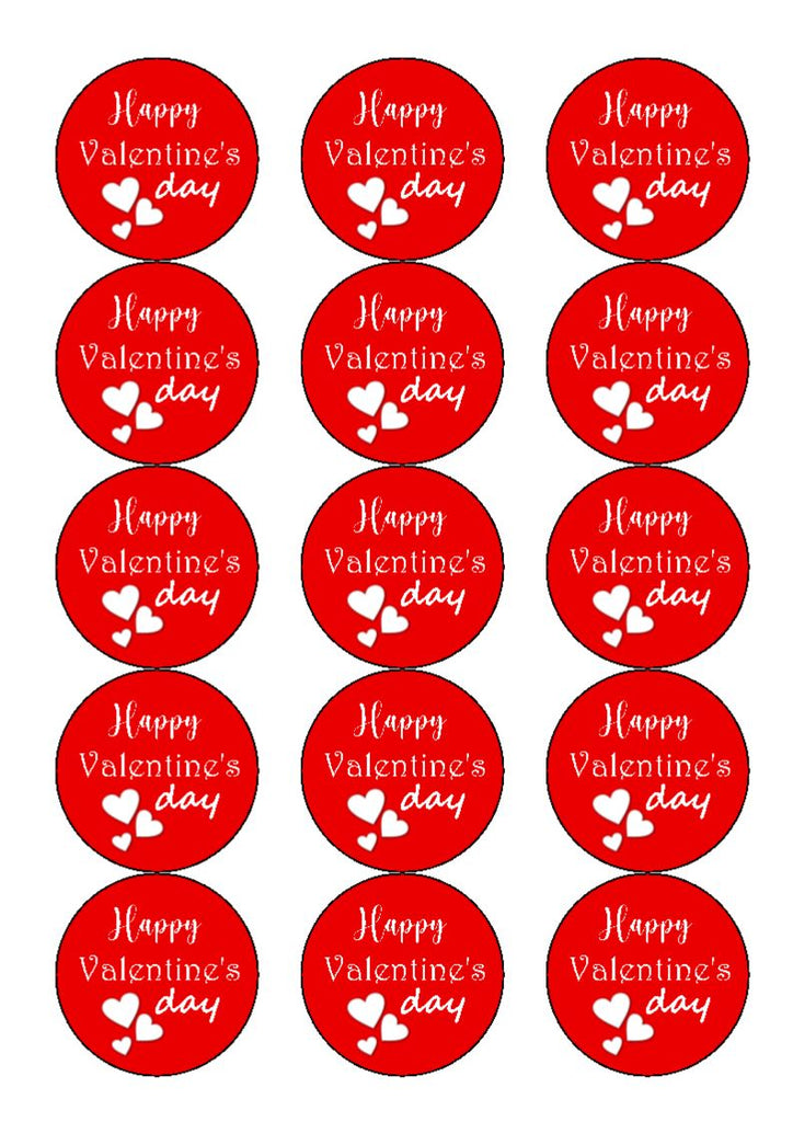 NEW!!  Red Happy Valentine's Day - cupcake toppers