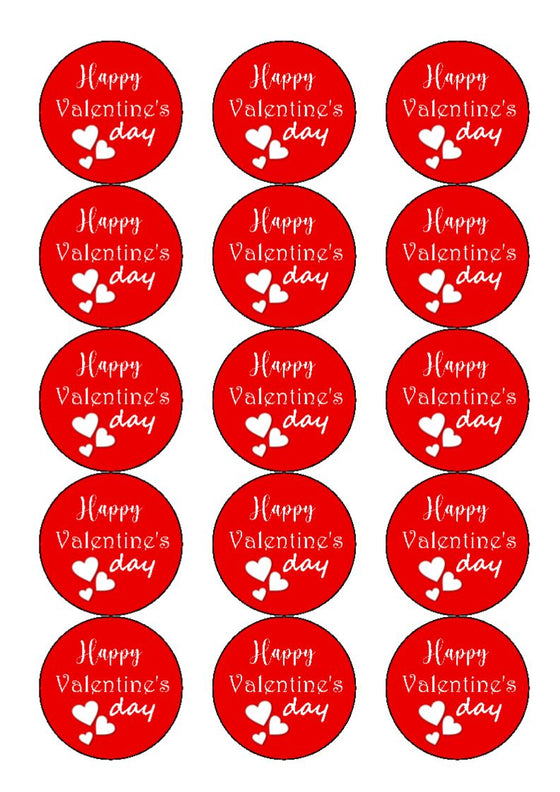 NEW!!  Red Happy Valentine's Day - cupcake toppers