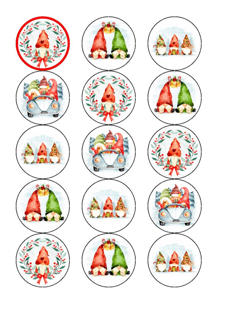 Christmas Gonks - Design 3 - cake and cupcake toppers