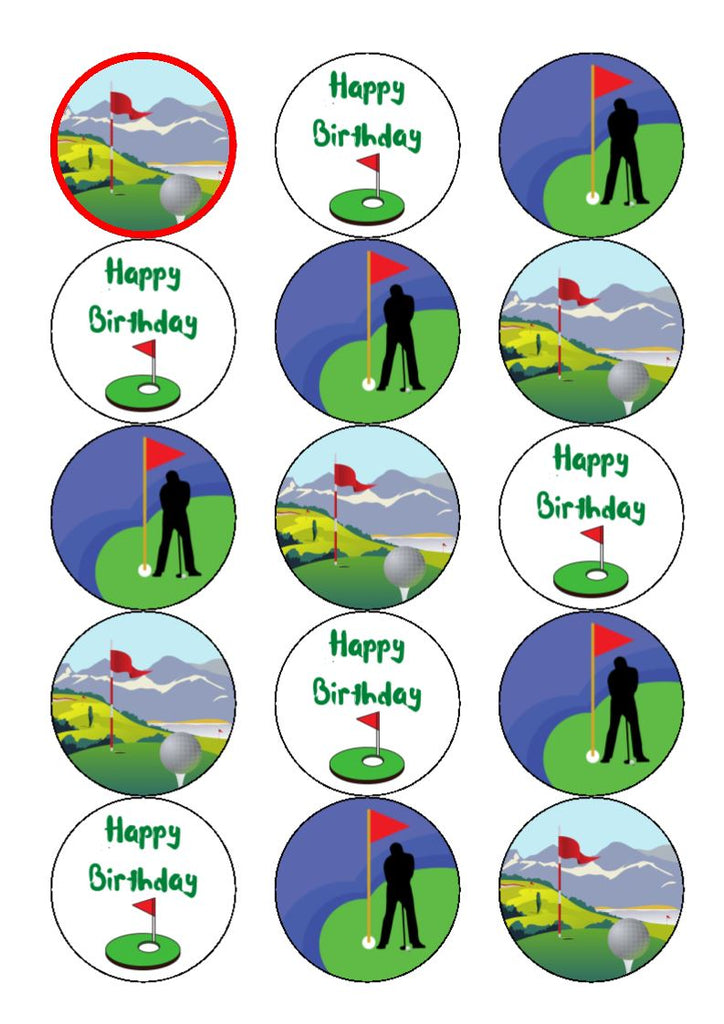 Golf Birthday Selection - Edible Cake & Cupcake Toppers