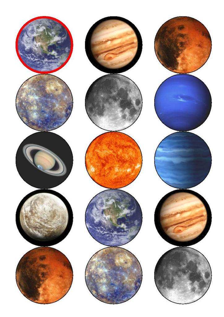 Planets  - edible cupcake toppers