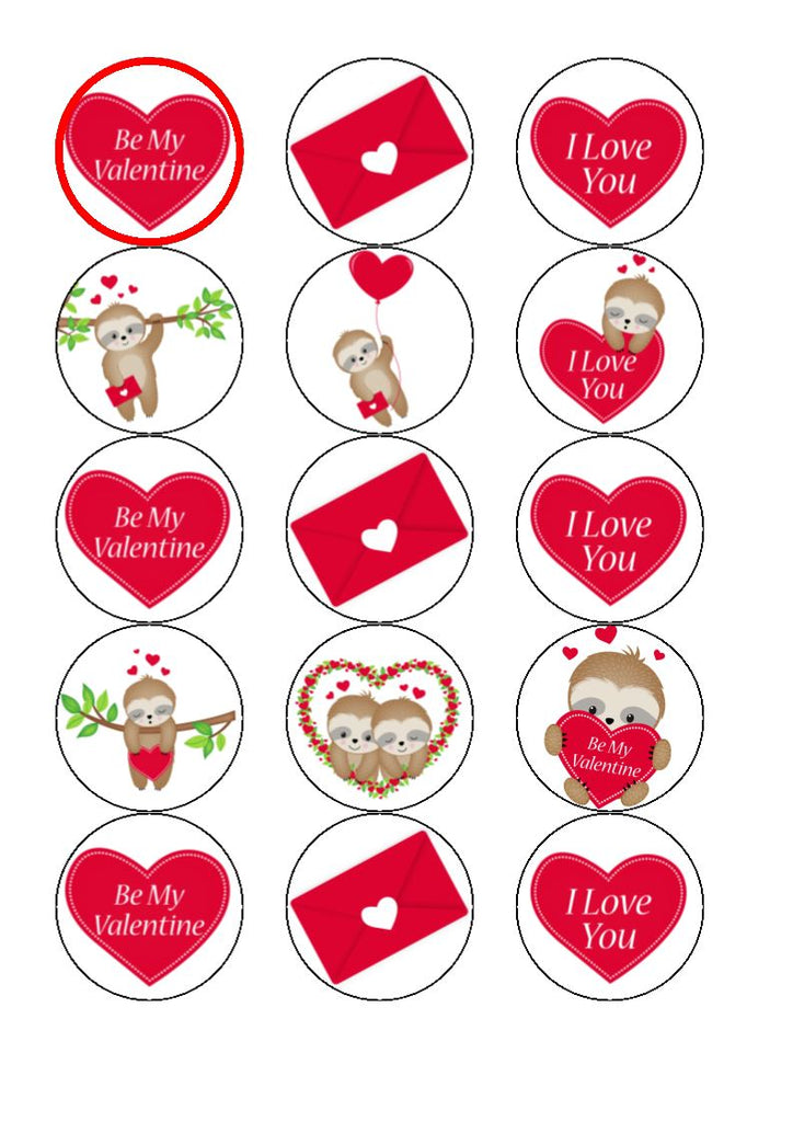 Sloth Valentine cupcake toppers