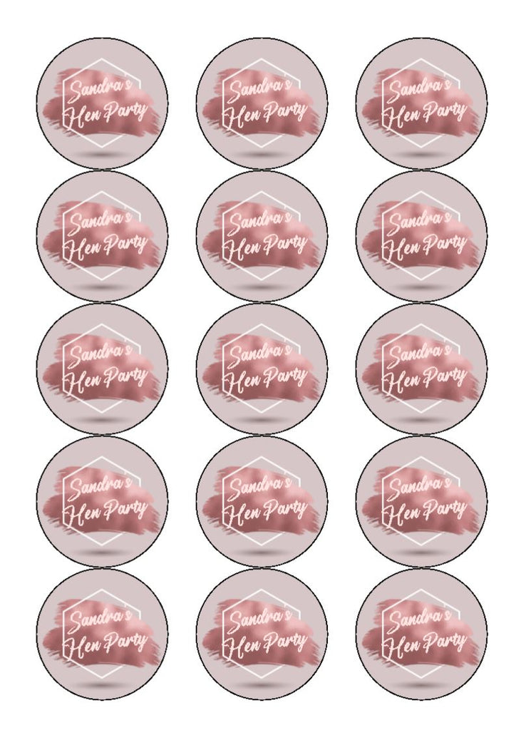Hen Party Personalised Edible Cupcake Toppers Pink Incredible Toppers hen-party-personalised-edible-cupcake-toppers-pink-incredible-toppers