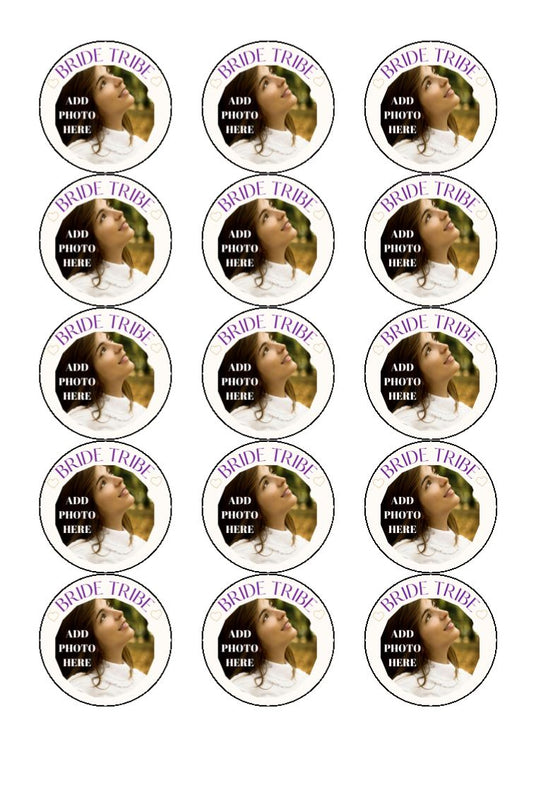 Hen Party Cupcake Toppers - Bride Tribe (with personalised photo)